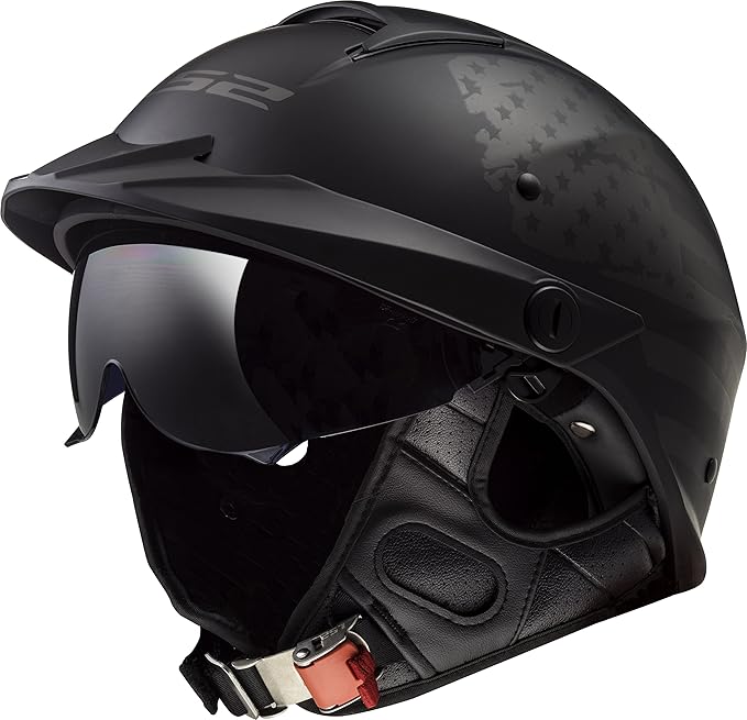 ls2 头盔 rebellion 中性成人半盔摩托车头盔(亮黑色,xs 码) x-s 590